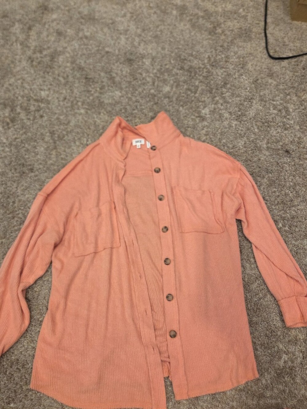 BKE Coral Button‑Down Ribbed Shirt